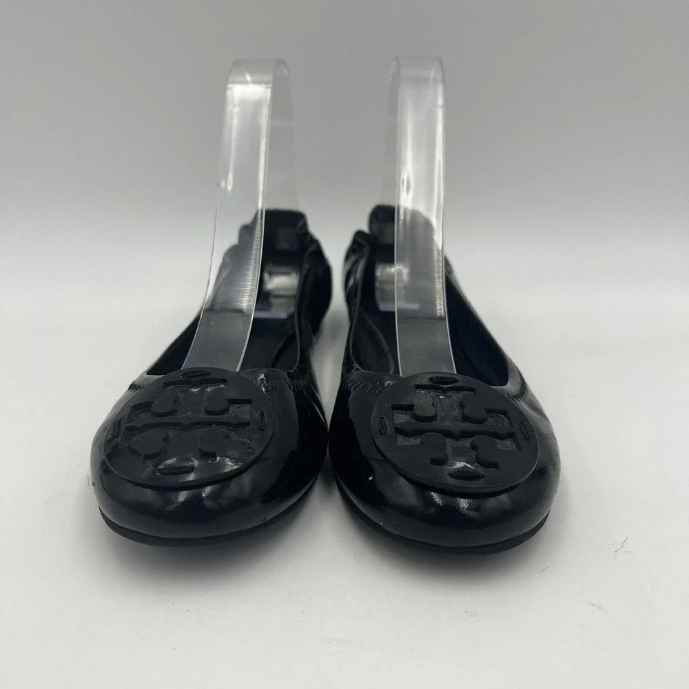 TORY BURCH Black Patent Leather BALLET Flats Size 6 1/2‎